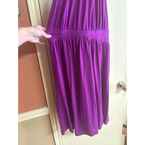 Purple Halter Neck 3 Plus Size Dress With Elastic Waist & Crossback - Picture 4 of 8